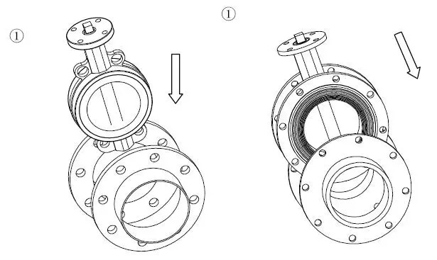 開(kāi)關(guān)型電動(dòng)蝶閥安裝示意圖 開(kāi)關(guān)型電動(dòng)蝶閥安裝示意圖